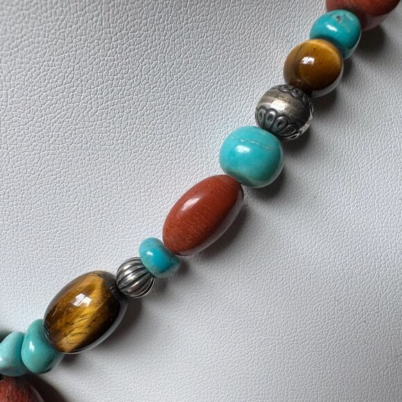 Vintage Carnelian Gemstone Necklace by Carolyn Pollack Sterling Silver Southwest - Picture 9 of 14
